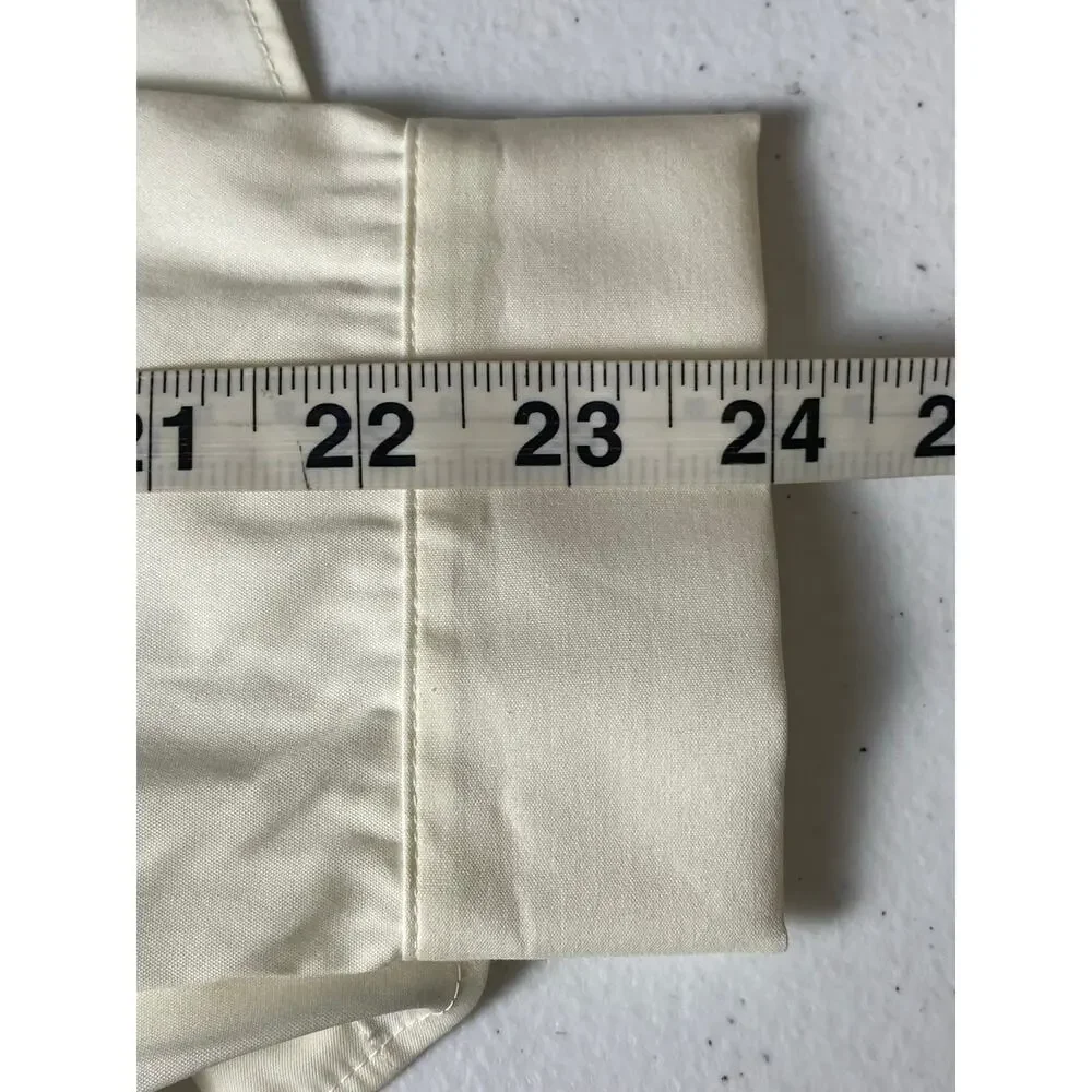 Lafayette 148 Classic Ivory Button Collared Blouse Silver Vertical Detail Size 8 - Picture 8 of 9